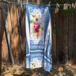 Aratta Blue and White Floral Skirt
